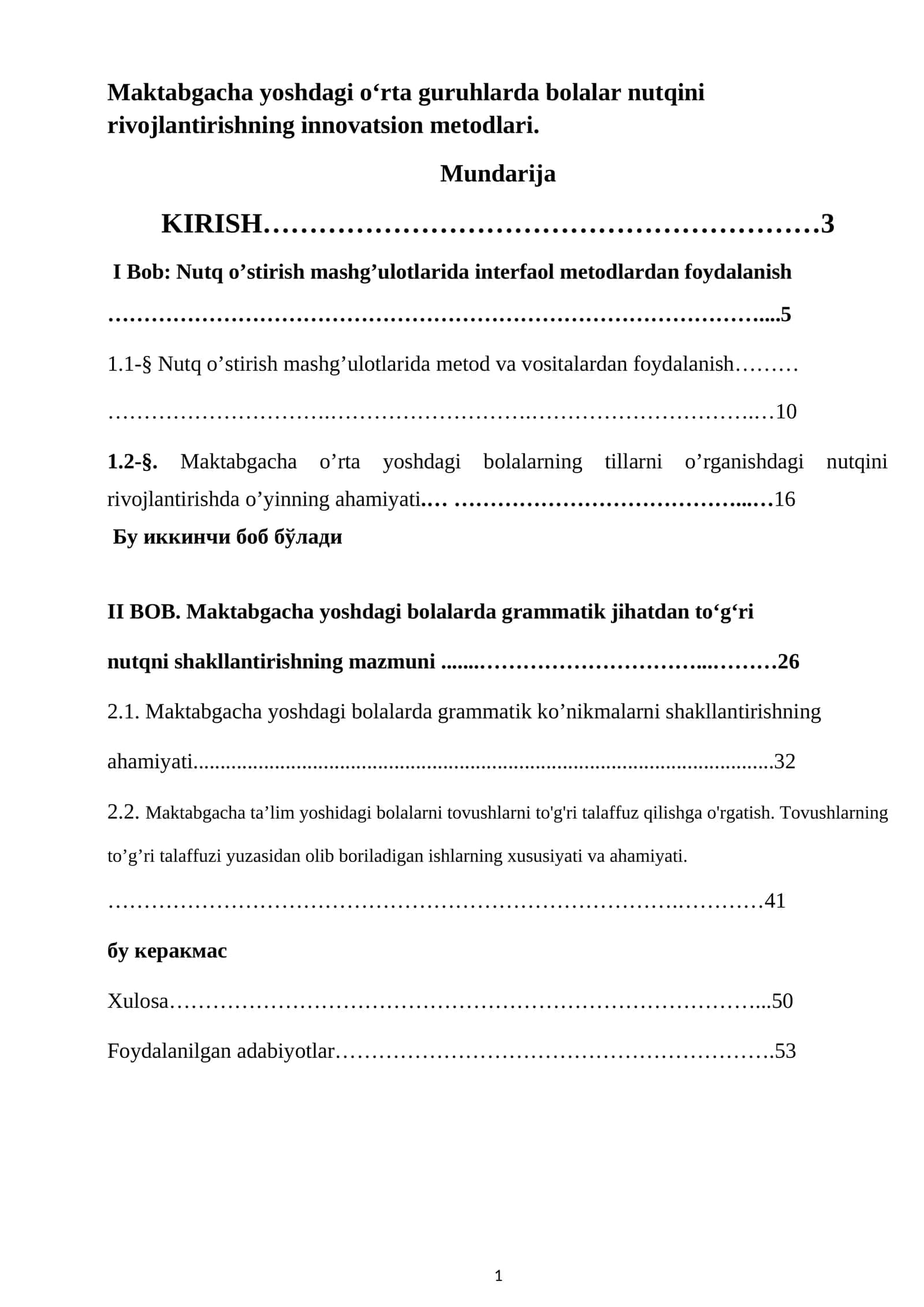 Maktabgacha yoshdagi oʻrta guruhlarda bolalar nutqini rivojlantirishning innovatsion metodlari
