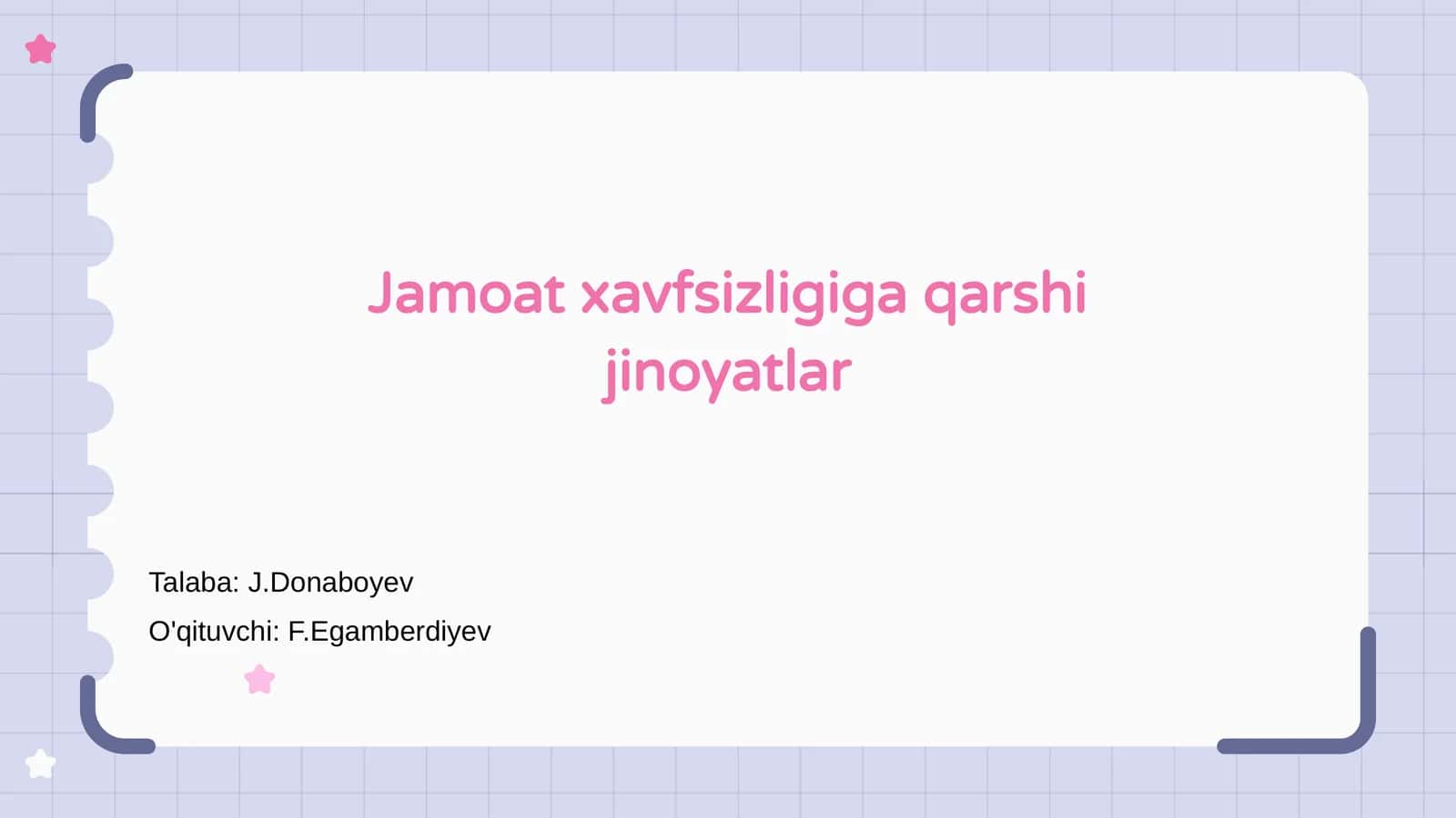 Jamoat xavfsizligiga qarshi jinoyatlar