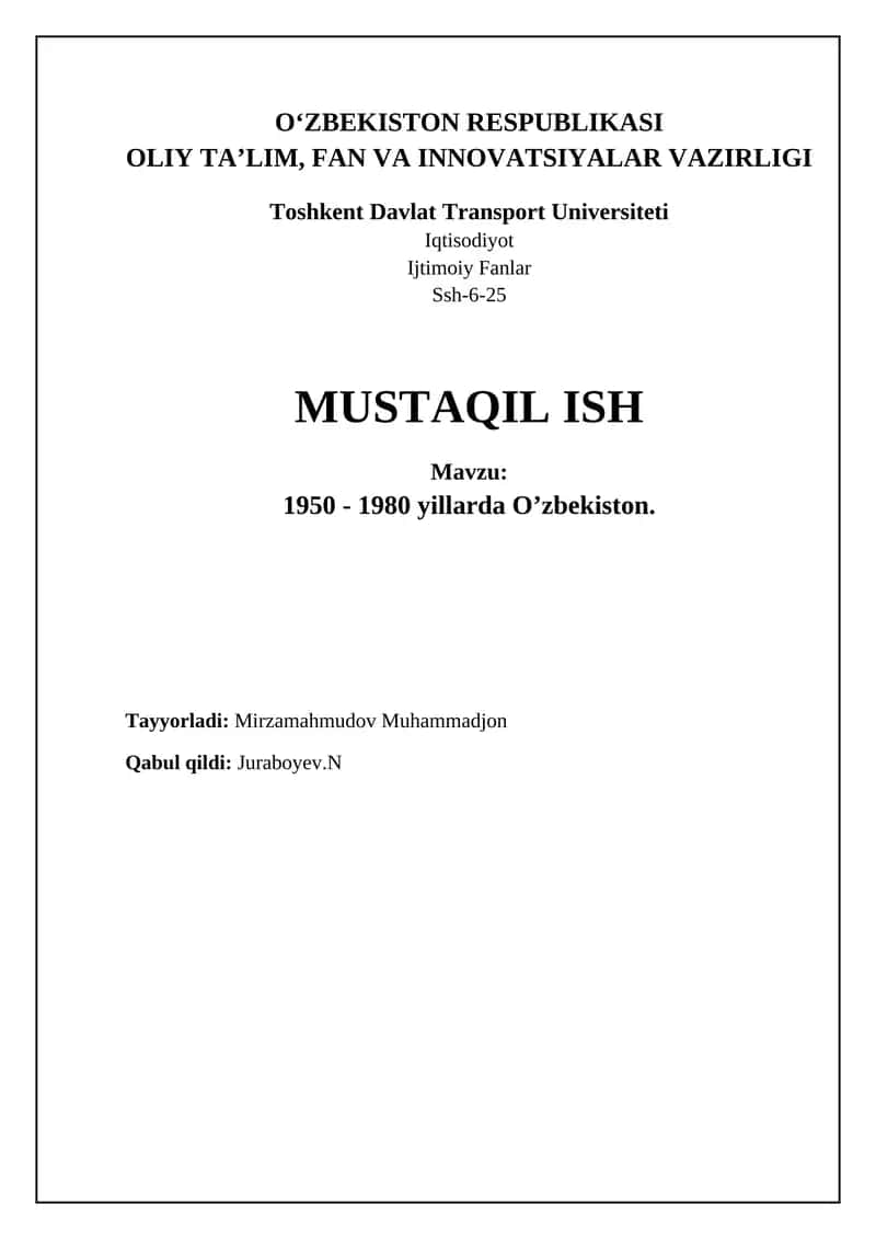 Siyosiy va Iqtisodiy O'zgarishlar (1950-1980)