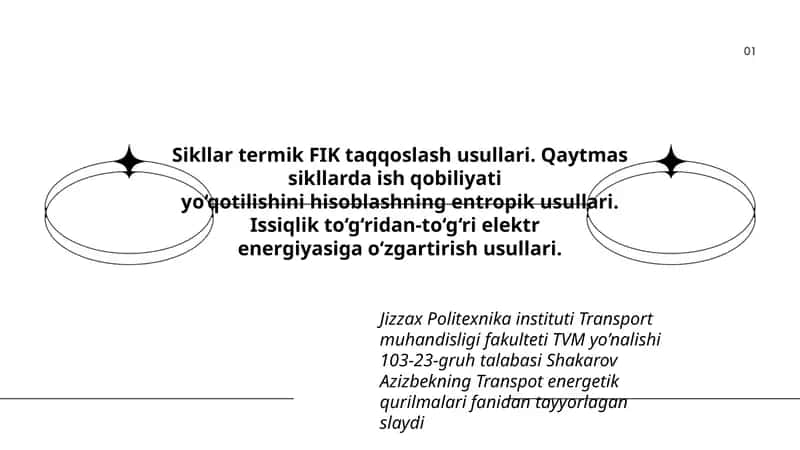 Sikllar termik FIK taqqoslash usullari