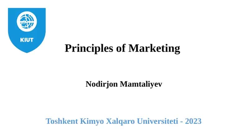 Principles of Marketing