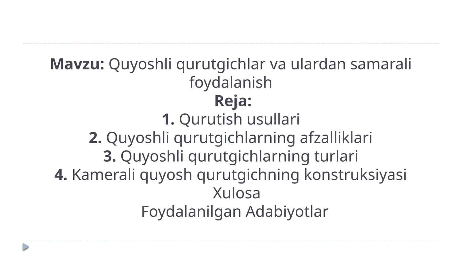 Quyoshli qurutgichlar