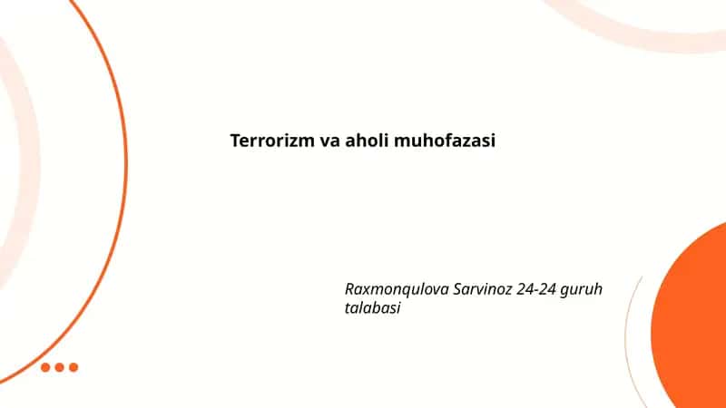 Terrorizm va aholi muhofazasi