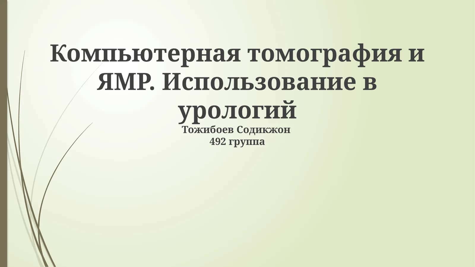 Компьютерная томография и ЯМР. Использование в урологий
