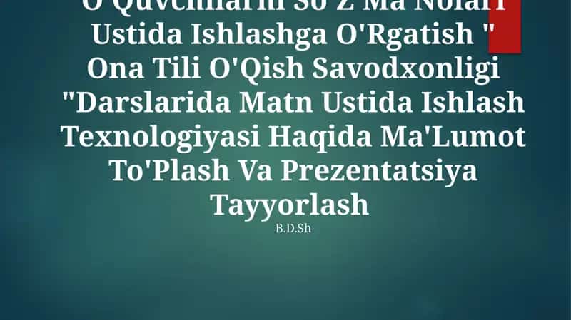 Ona Tili O'Qish Savodxonligi