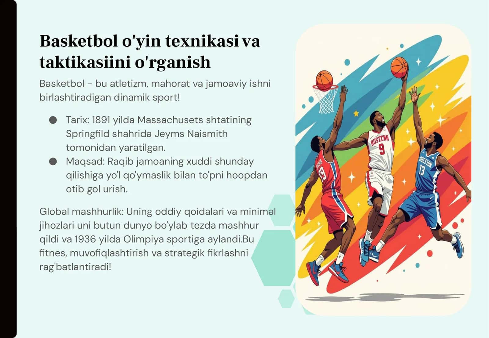 Basketbol o'yin texnikasi va taktikasiini o'rganish