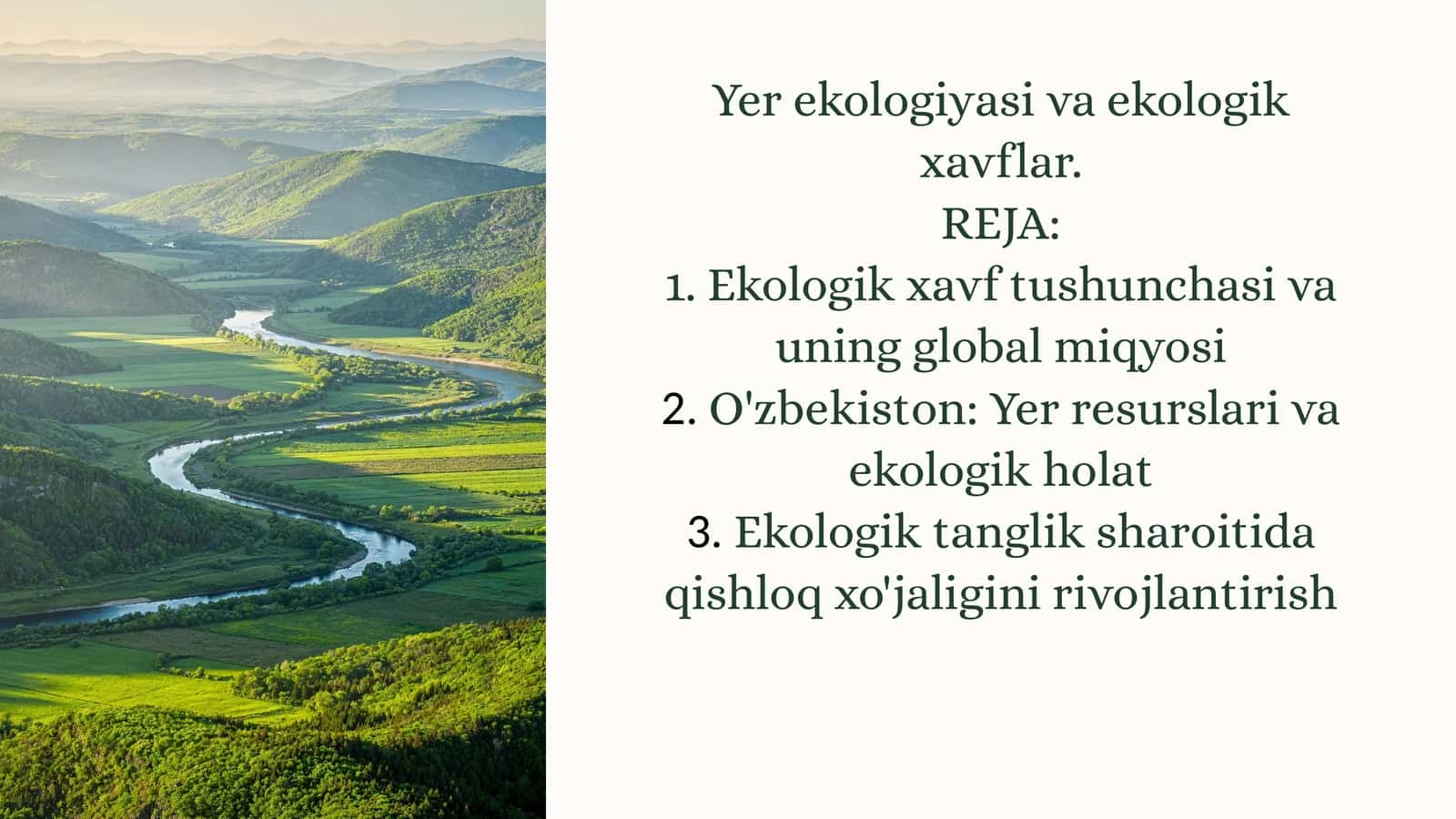 Yer ekologiyasi va ekologik xavflar