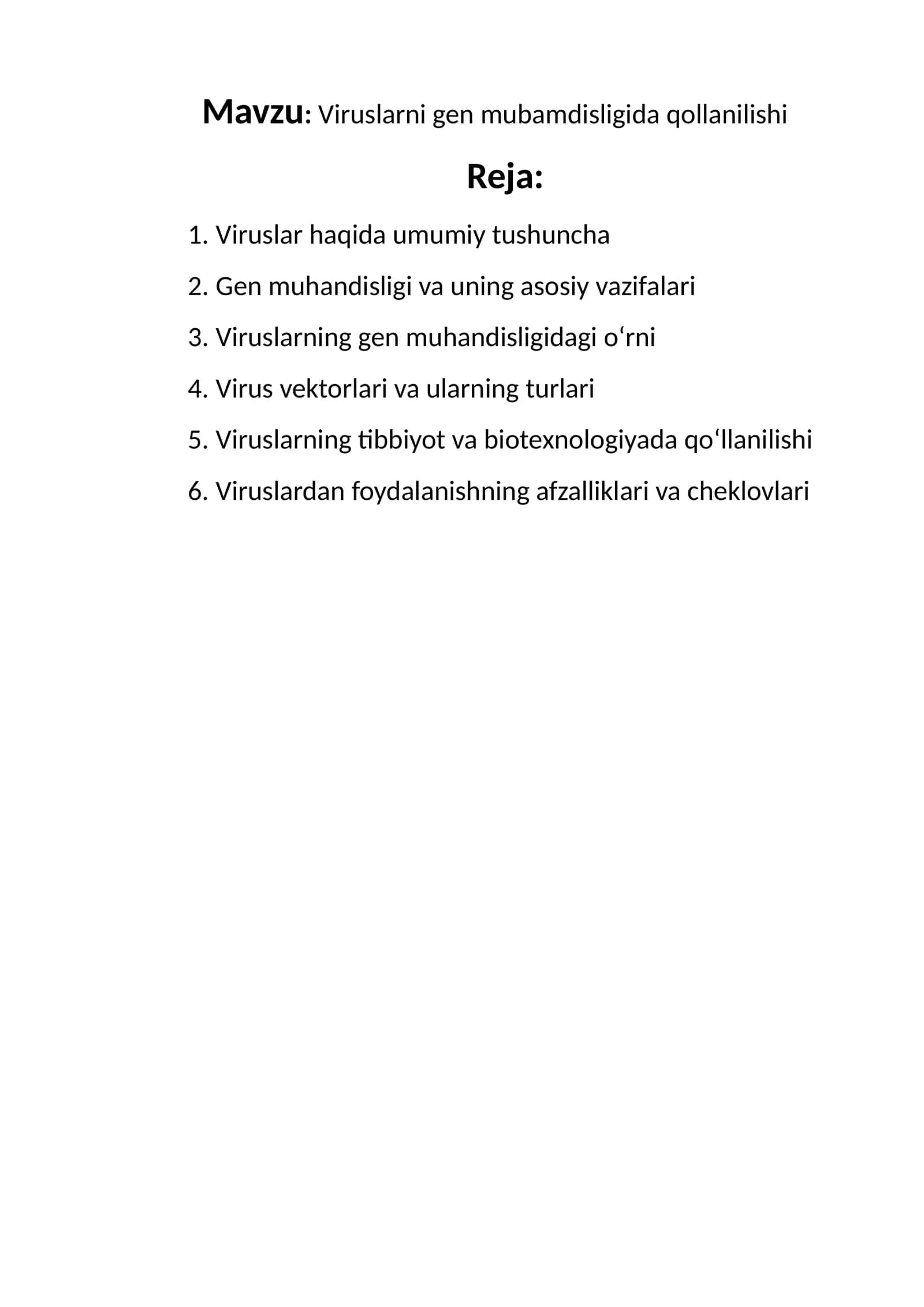 Viruslarni gen mubamdisligida qollanilishi