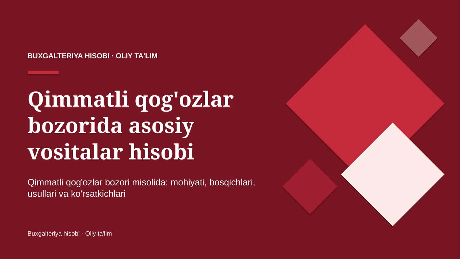 qimmatli qog'ozlar bozorida asosiy vositalar hisobi 4088