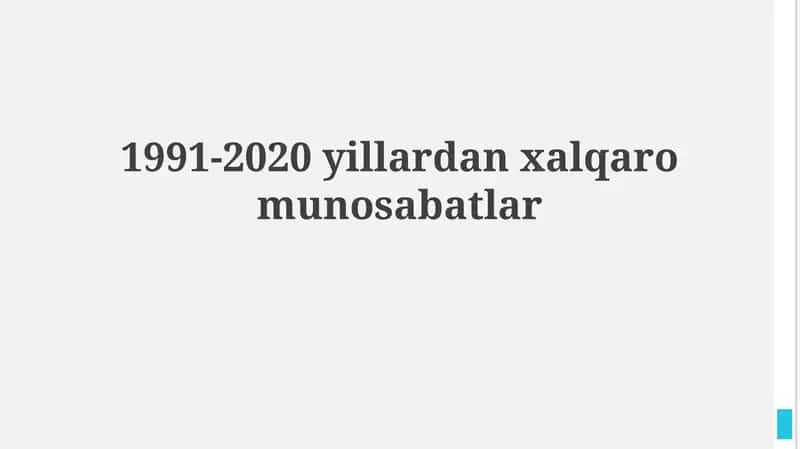 Sovuq urushdan keyingi dunyo: AQSh ustunligi va globallashuv