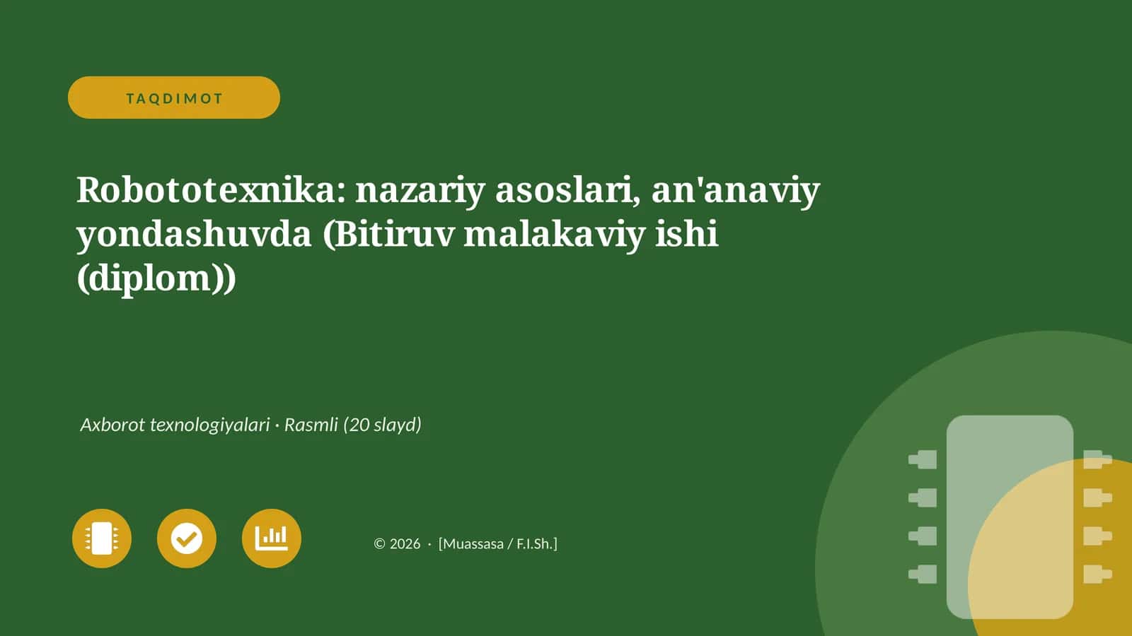 Robototexnika: nazariy asoslari, an'anaviy yondashuvda (Bitiruv malakaviy ishi (diplom))