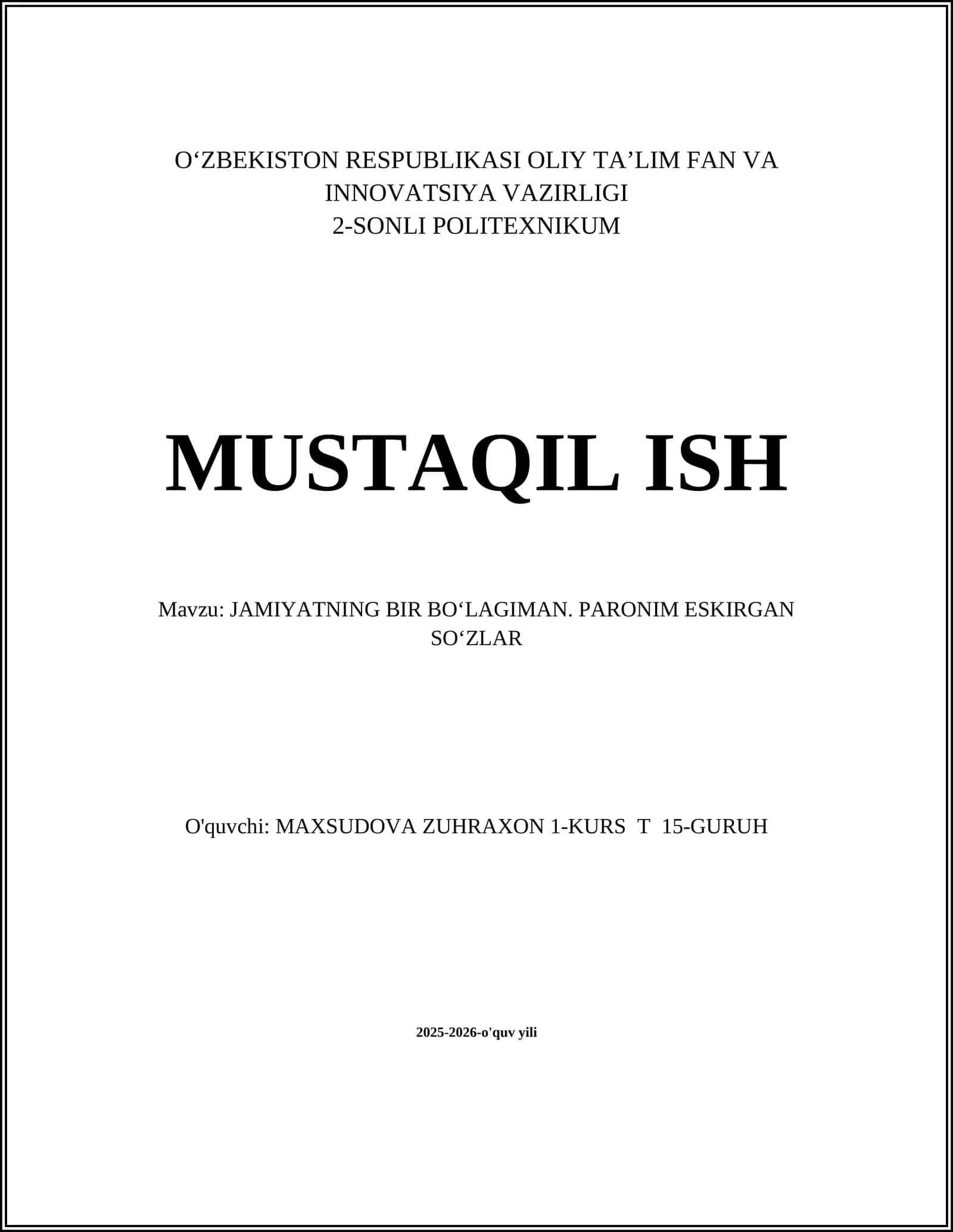 Jamiyatning bir boʻlagiman. Paronim eskirgan soʻzlar