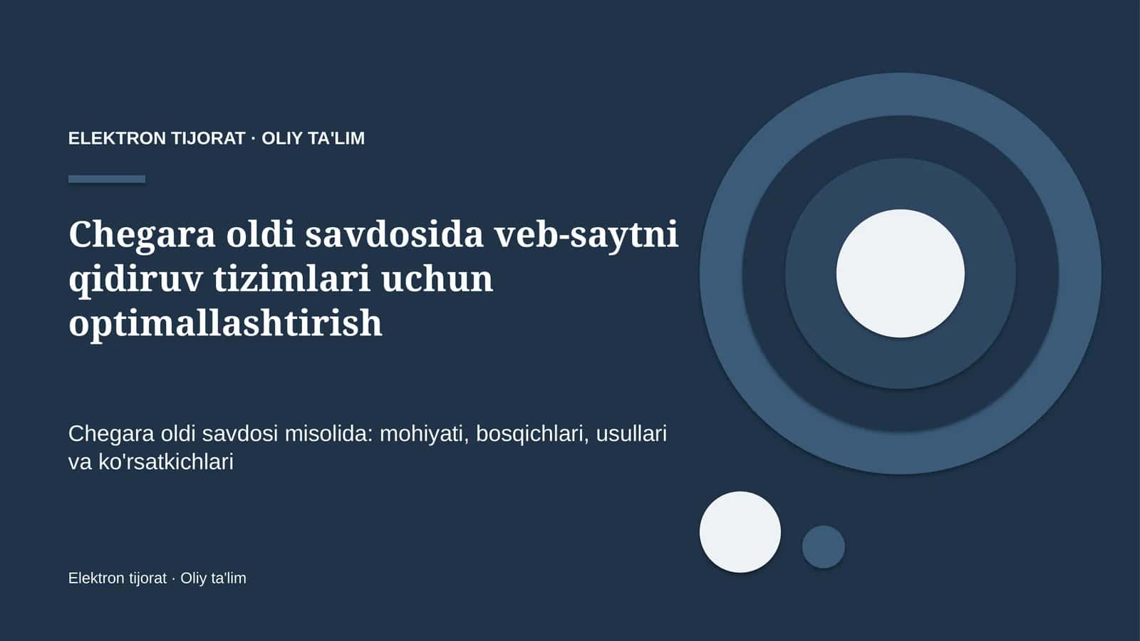 Elektron Tijorat · Oliy Ta'lim