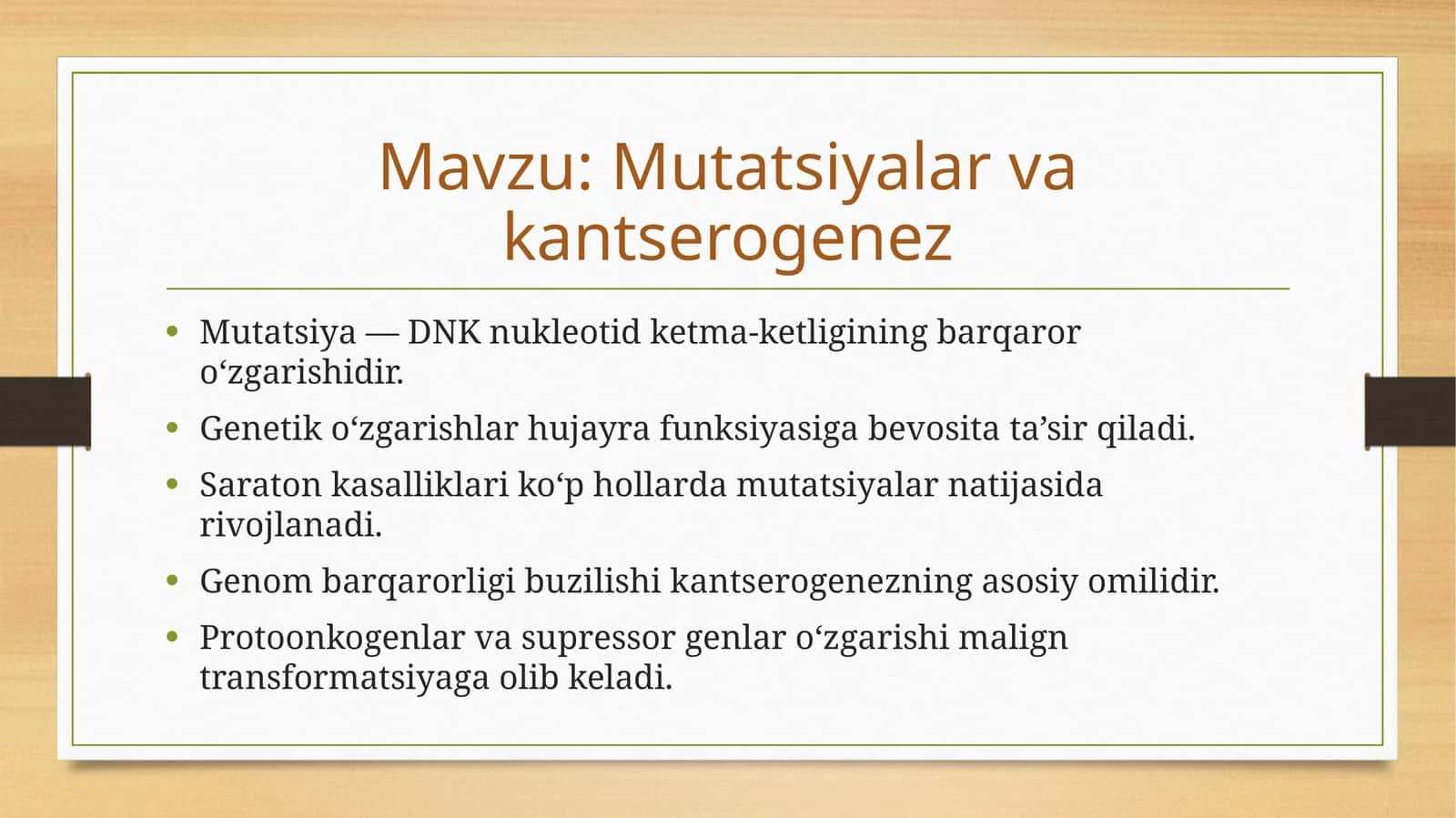 Mutatsiyalar va kantserogenez