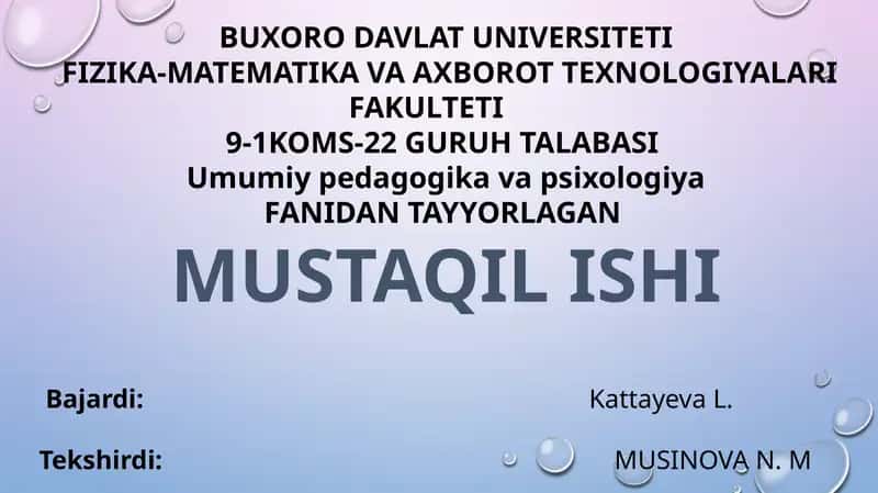 Umumiypedagogikavapsixologiya
