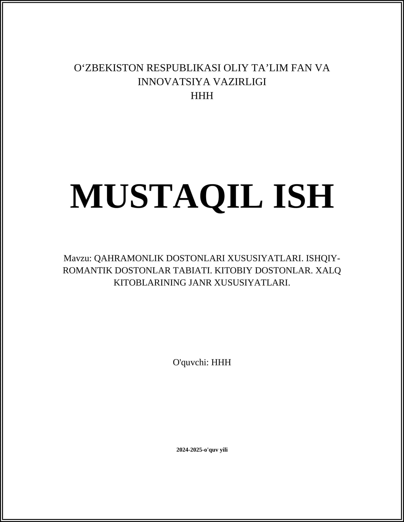 QAHRAMONLIK DOSTONLARI