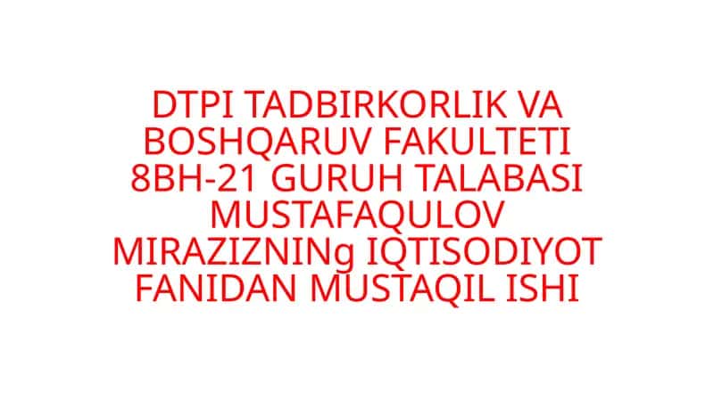 IQTISODIYOT FANI