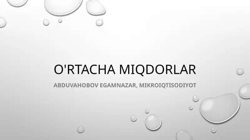 O'rtachamiqdorlar