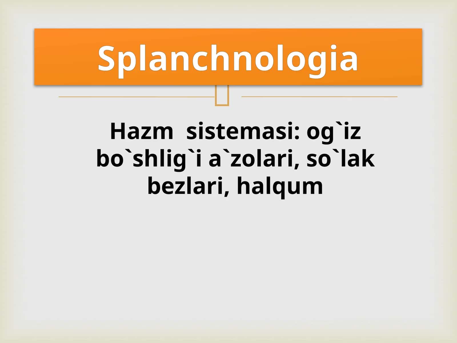 Hazm sistemasi: og`iz bo`shlig`i a`zolari, so`lak bezlari, halqum