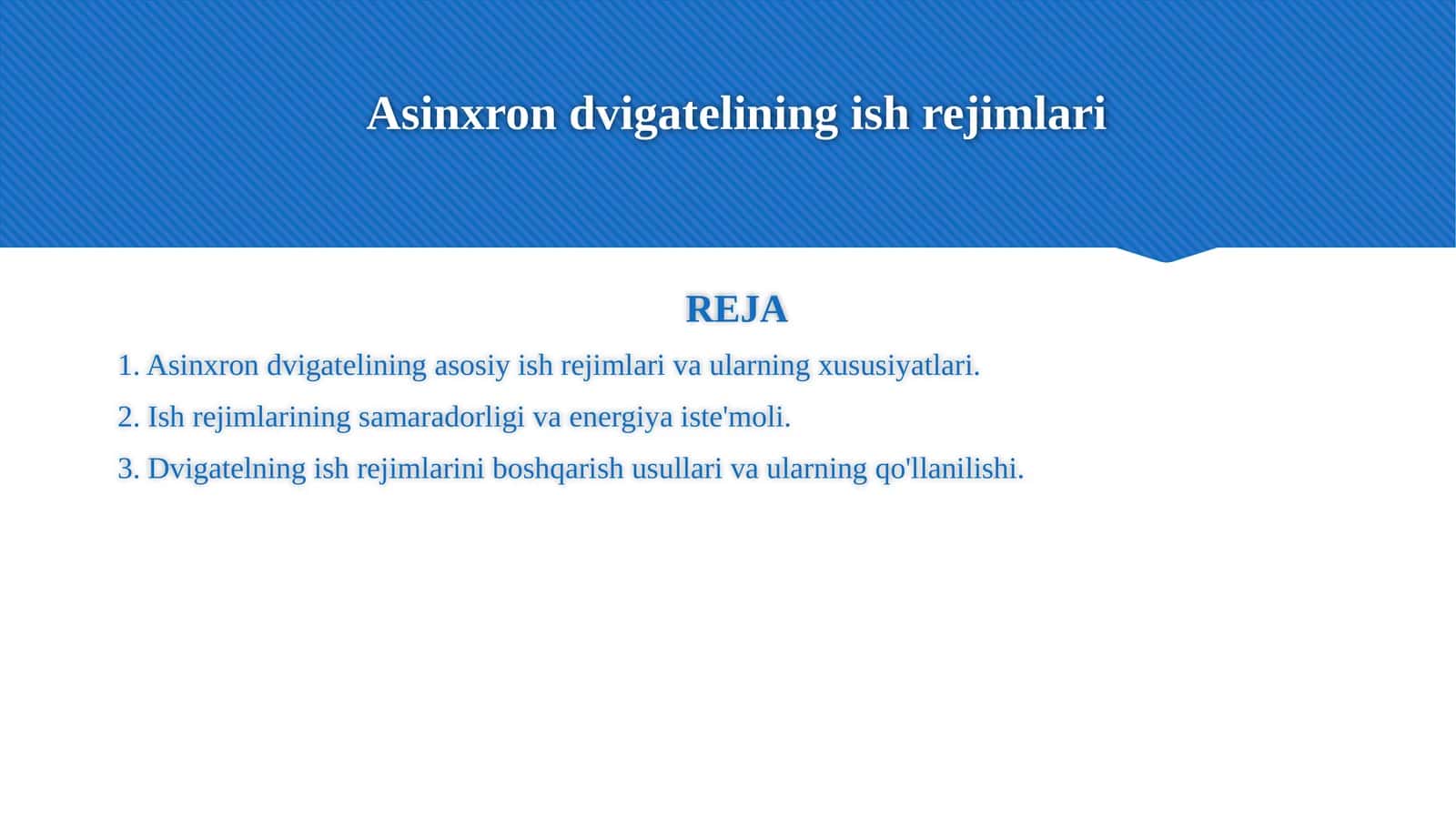 Asinxron dvigatelining ish rejimlari