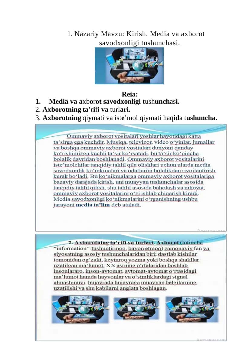 Medianing funksiyalari
