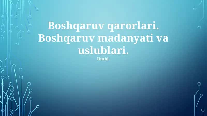 Boshqaruv Qarorlari