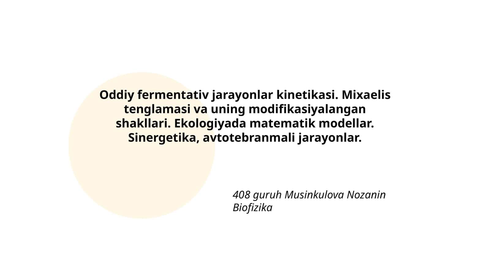 Oddiy fermentativ jarayonlar kinetikasi