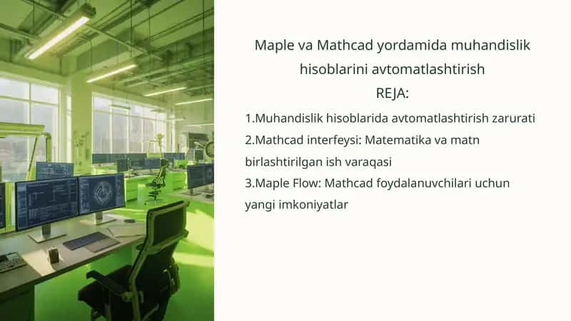 Mathcad va Maple yordamida muhandislik hisoblarini avtomatlashtirish