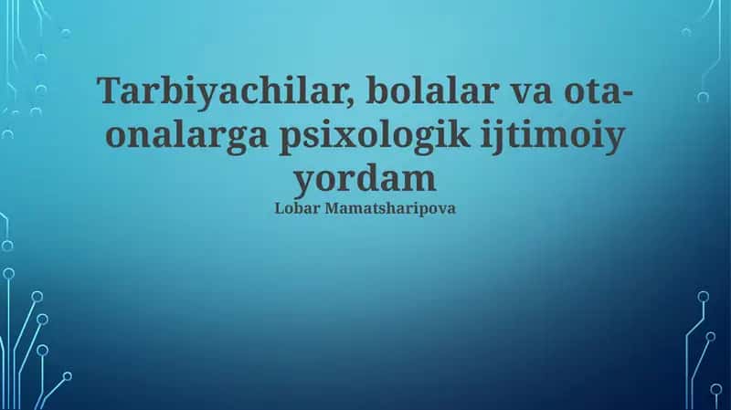 Psixologik va ijtimoiy yordam