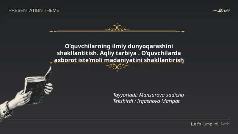 O’quvchilarning ilmiy dunyoqarashini shakllantitish