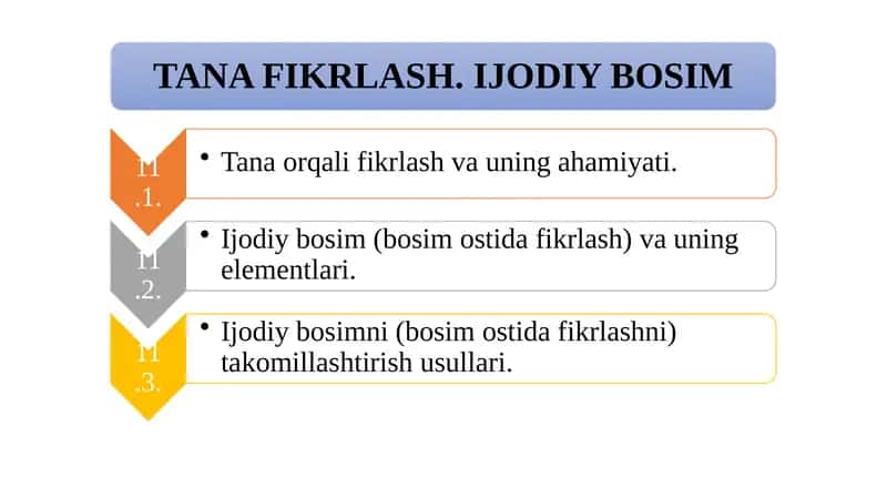 TANA FIKRLASH. IJODIY BOSIM