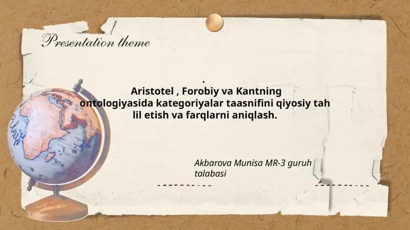 Aristotelning toifalar taʼrifi va ularning ontologik roli