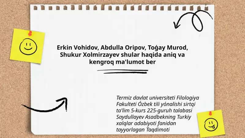 Turkiy xalqlar adabiyoti fanidan tayyorlagan Taqdimoti