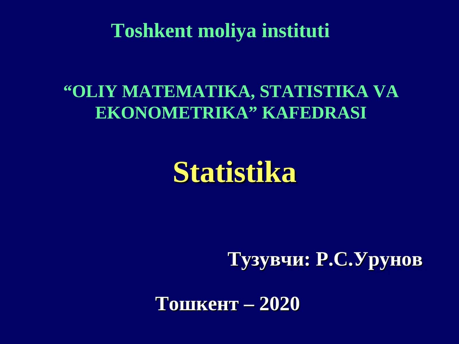 STATISTIK MA’LUMOTLARNI JADVAL VA GRAFIKLARDA TASVIRLASH