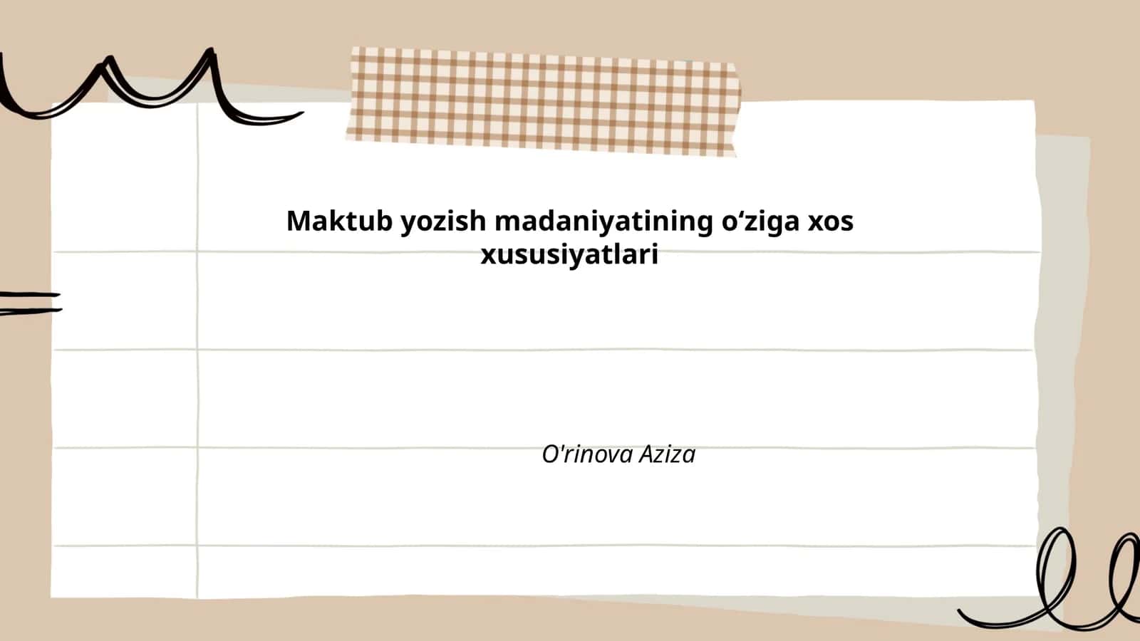 Maktub yozish madaniyatining oʻziga xos xususiyatlari