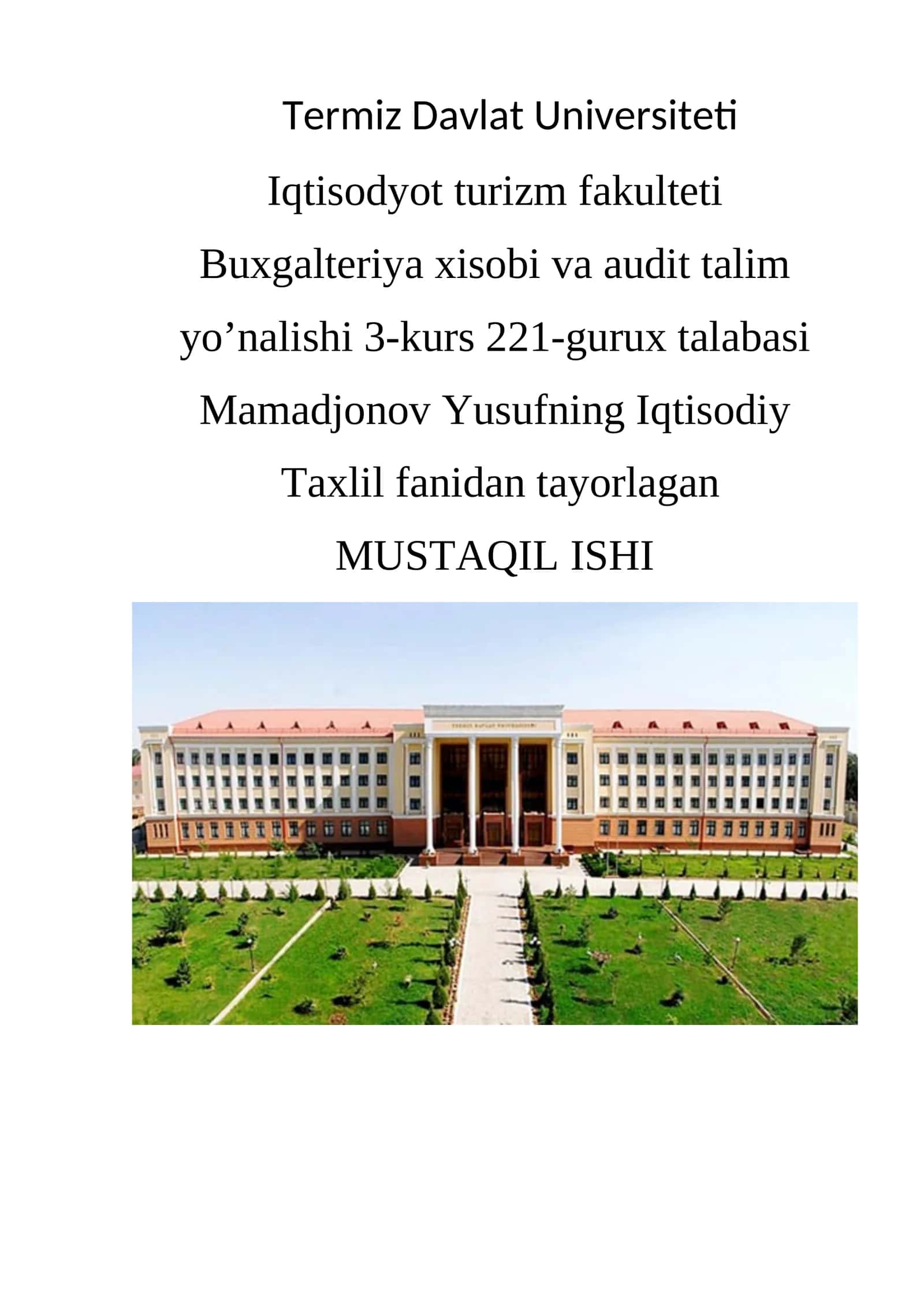 Xo'jalik yurituvchi subyektlarning moliyaviy ahvoli