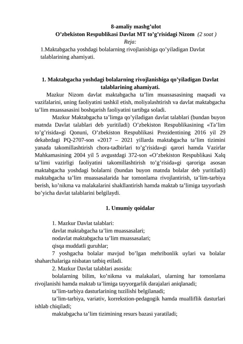 Davlat maktabgacha ta'limi
