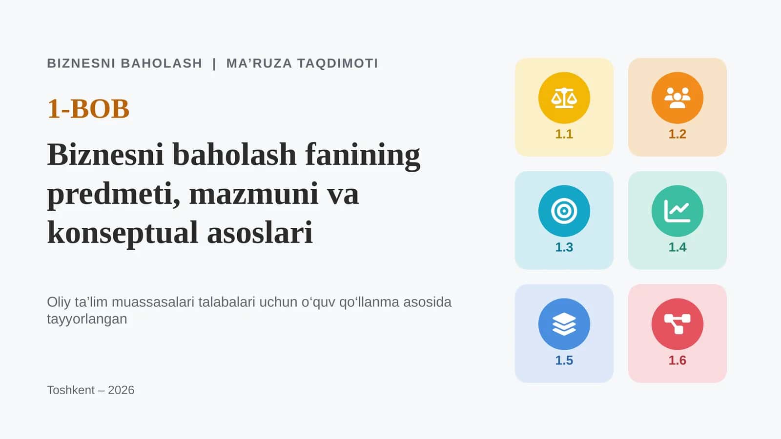 BIZNESNI BAHOLASH | MA’RUZA TAQDIMOTI