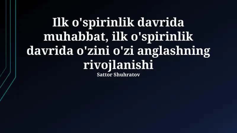 Muhabbat va o'z-o'zini qadrlash