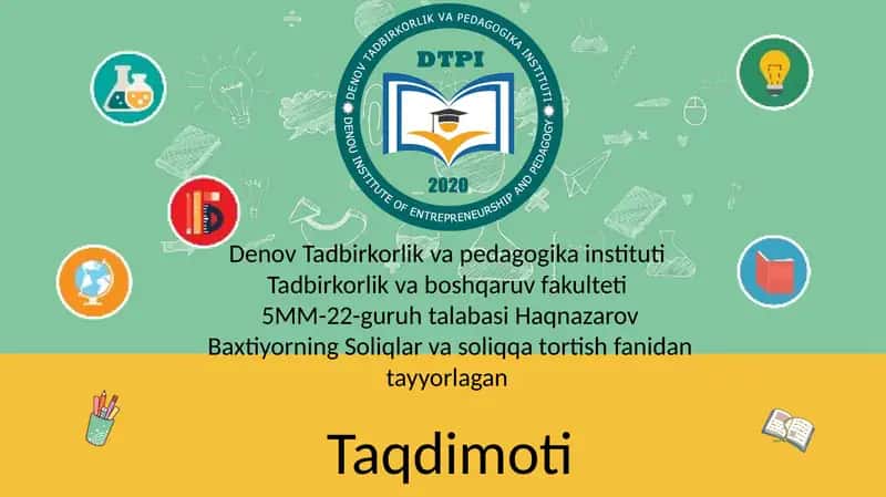 Mahalliy soliq tushumlarini bazasini oshirish