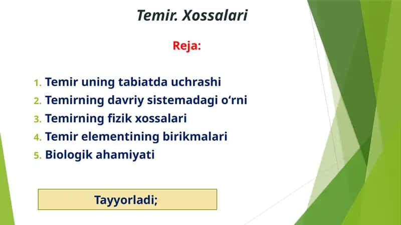 Temir. Xossalari