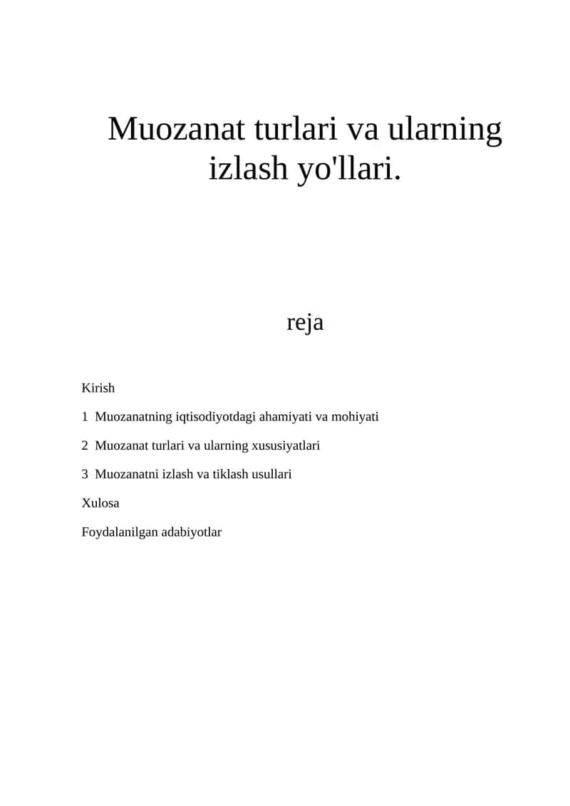 Muozanat turlari va ularning izlash yo'llari