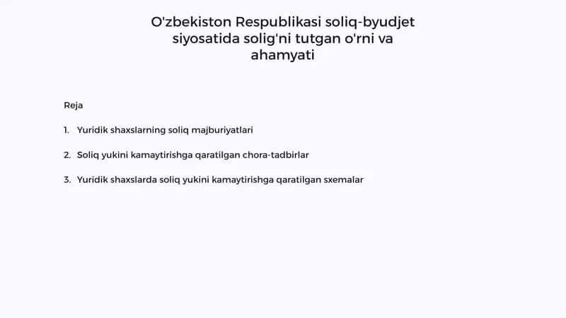 Yuridik shaxslarning soliq majburiyatlari