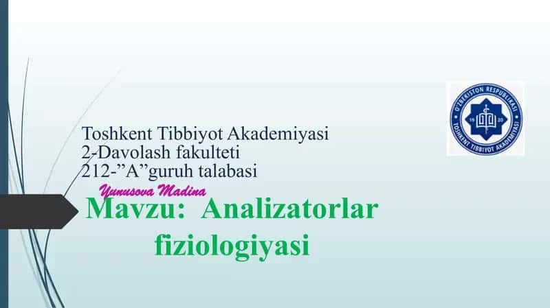 Toshkent Tibbiyot Akademiyasi 2-Davolash fakulteti 212-”A” guruhi talabasi Yunusova Madina