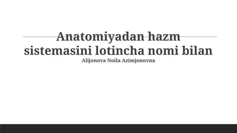 Ovqat hazm qilish tizimi