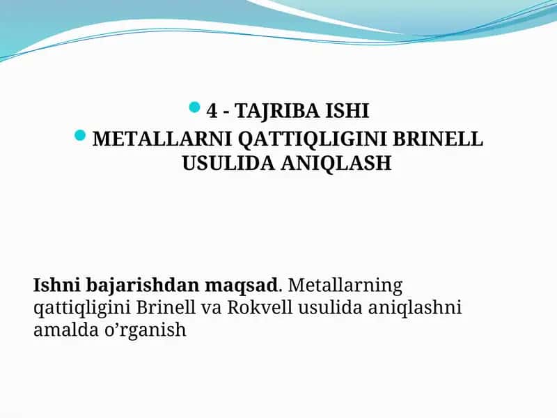 MЕTАLLАRNI QАTTIQLIGINI BRINЕLL USULIDА АNIQLАSH
