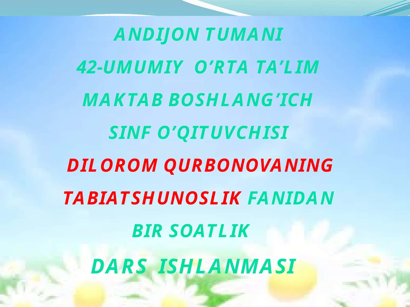3-sinf Tabiiy Fan (Science) Tabiatni muhofaza qilish dars ishlanma