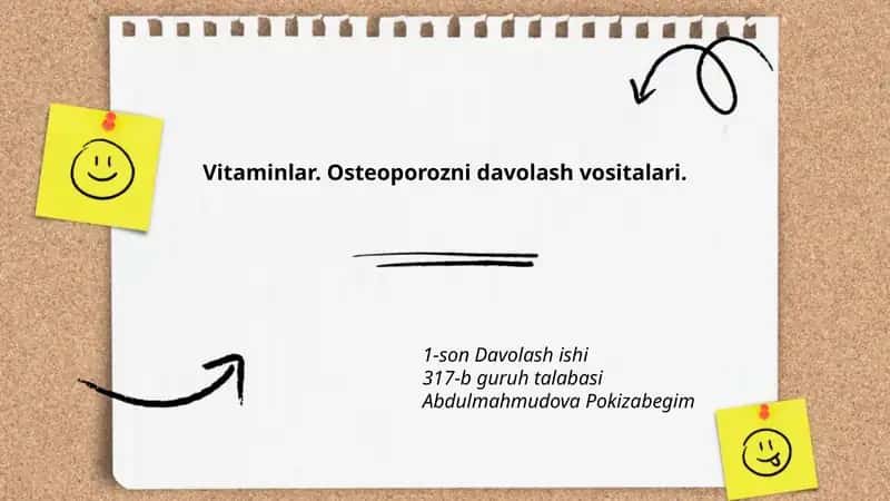 Vitaminlar. Osteoporozni davolash vositalari