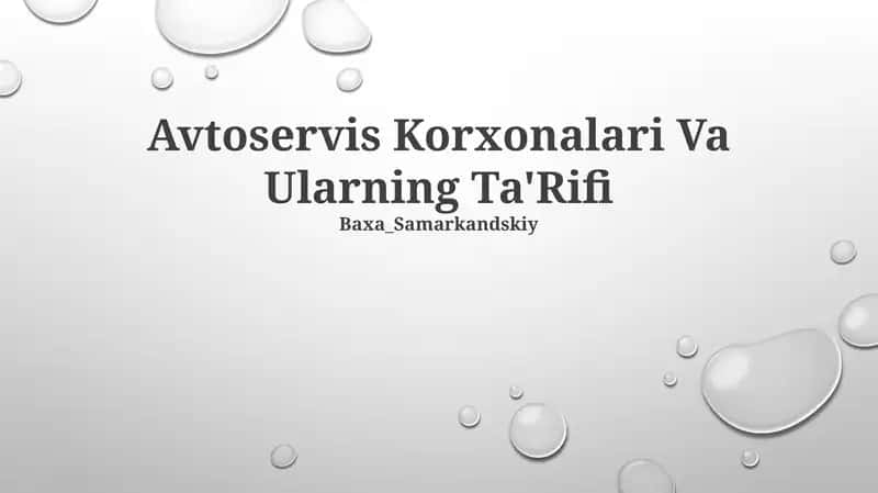 Avtoservis Korxonalari Va Ularning Ta'Rifi