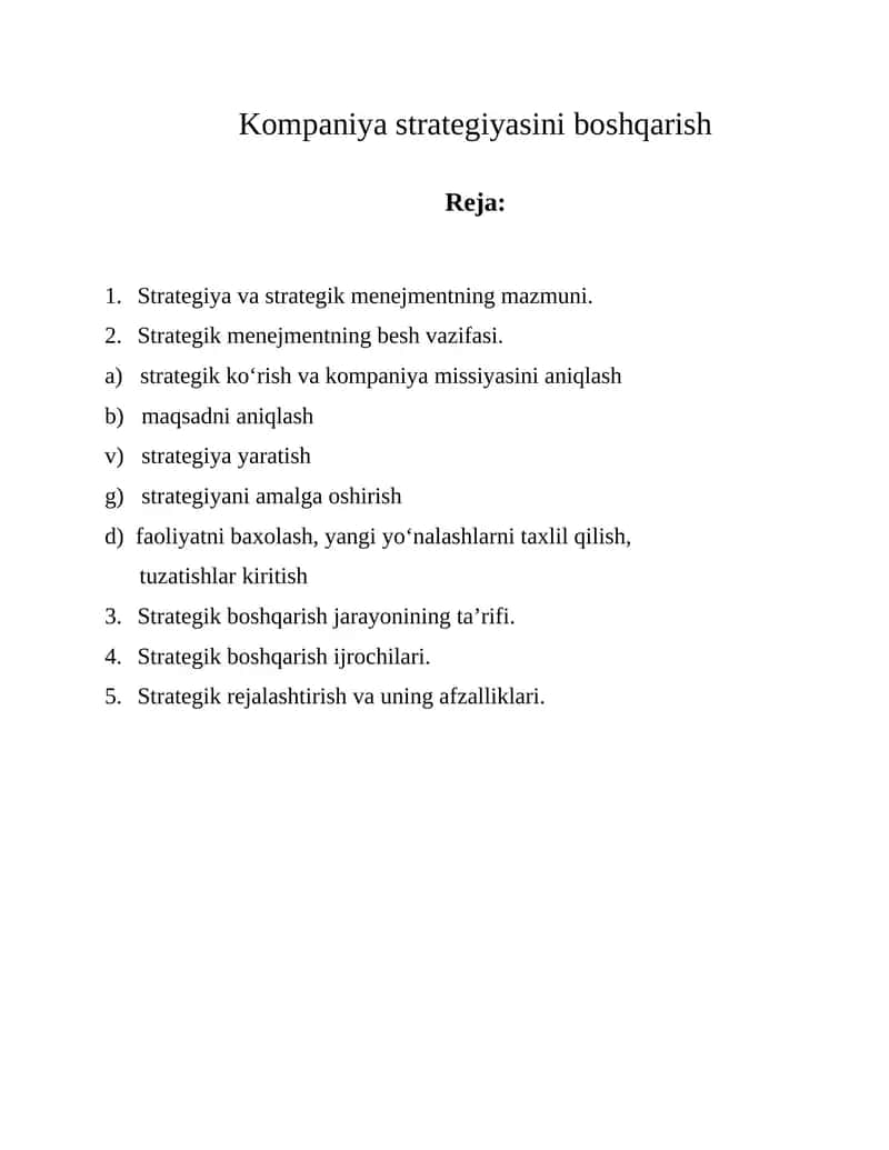 Strategiya va strategik menejment